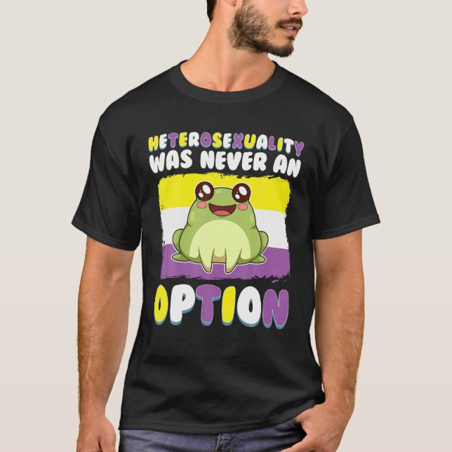 Nonbinary Frog LGBT Frog Meme Non Binary Pride Fla T-Shirt (Front)