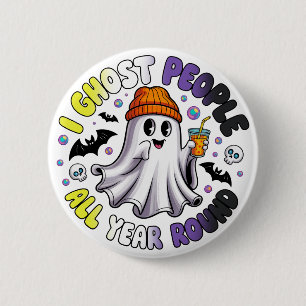 Nonbinary Funny Halloween – I Ghost People 6 Cm Round Badge
