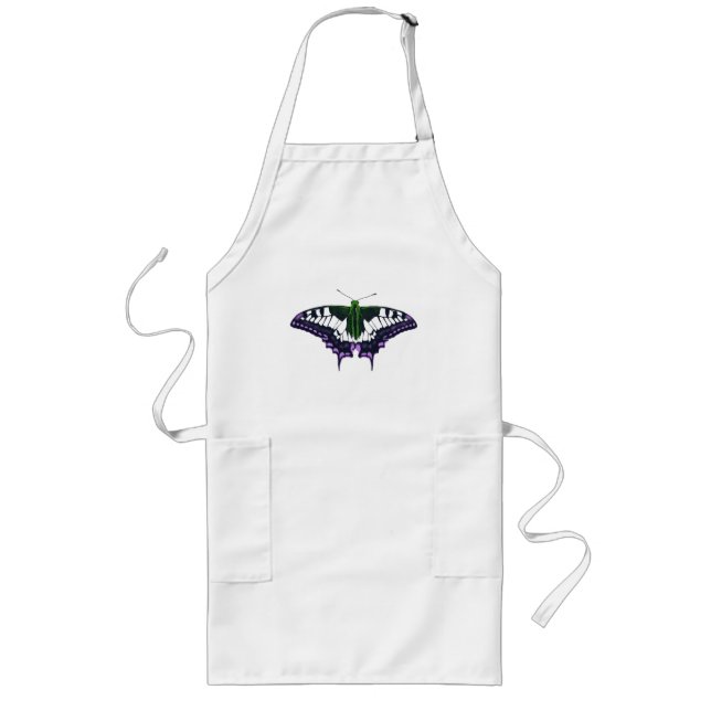 Nonbinary Genderqueer Pride Swallowtail Butterfly Long Apron (Front)