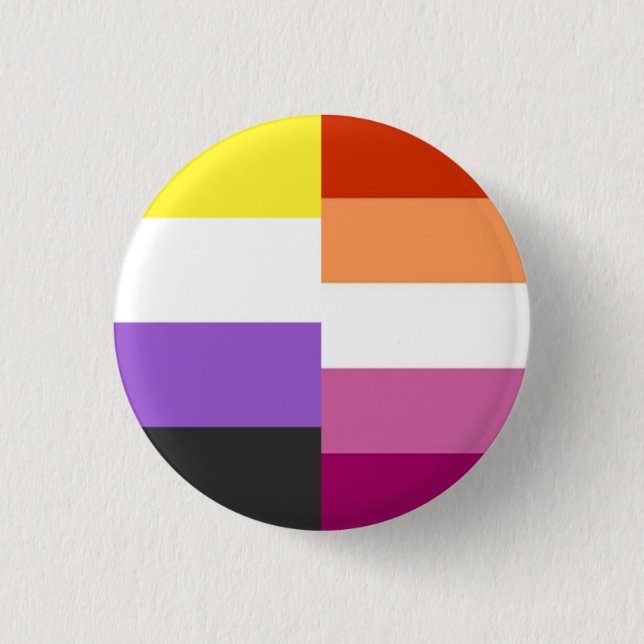 Nonbinary Lesbian 50-50% (both) flag mashup 3 Cm Round Badge (Front)