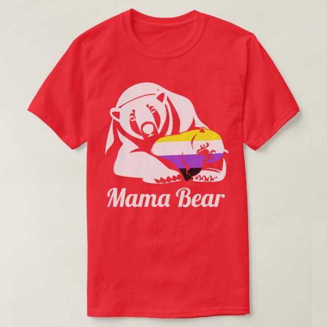 NonBinary Mama Bear Enby Mum LGBT T-Shirt (Design Front)