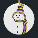 Nonbinary NB Pride Snowman Snowperson Ceramic Tree Decoration<br><div class="desc">Celebrate the season with this adorable snowperson dressed in the nonbinary pride flag colours of yellow, white, purple, and black. Whether you celebrate Christmas, Hanukkah, Kwaanza, winter solstice, or just the beauty of the snow, let this sweet smile remind you to embrace the joy of who you truly are all...</div>