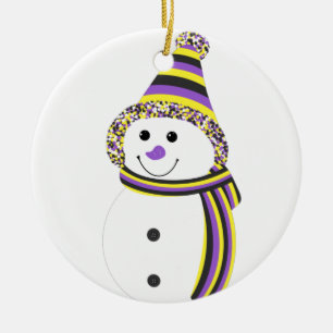 Nonbinary NB Pride Snowman Snowperson Ceramic Tree Decoration