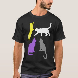 Nonbinary Non Binary Subtle Cats LGBTQ LGBT Cute N T-Shirt