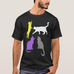 Nonbinary Non Binary Subtle Cats LGBTQ LGBT Cute N T-Shirt