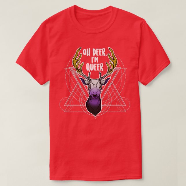 Nonbinary Oh Deer Im Queer T-Shirt (Design Front)