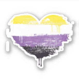 Nonbinary Painted Heart Sticker