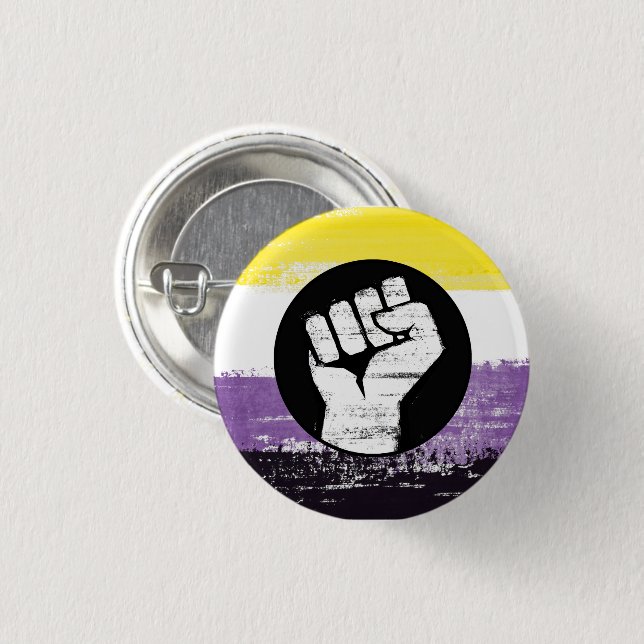 Nonbinary Painted Protest Flag 3 Cm Round Badge (Front & Back)