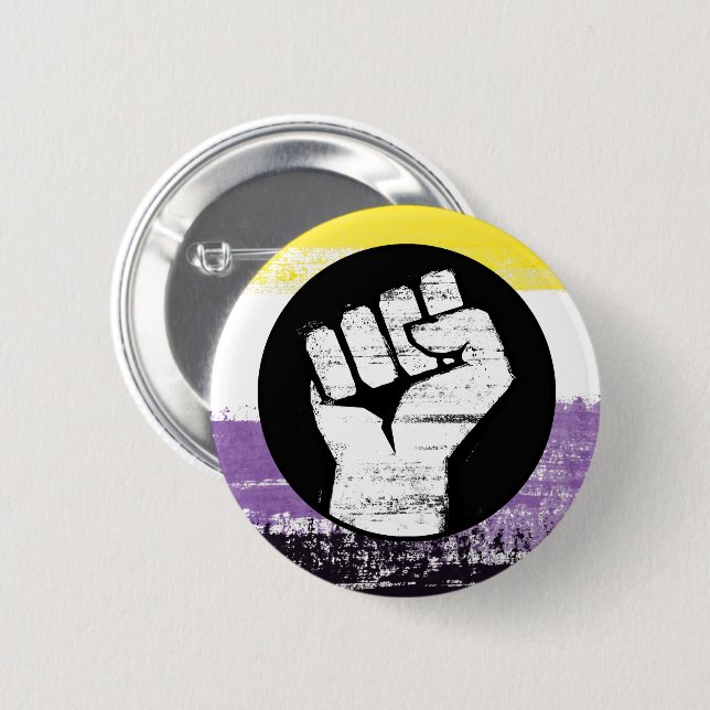 Nonbinary Painted Protest Flag 6 Cm Round Badge (Front & Back)