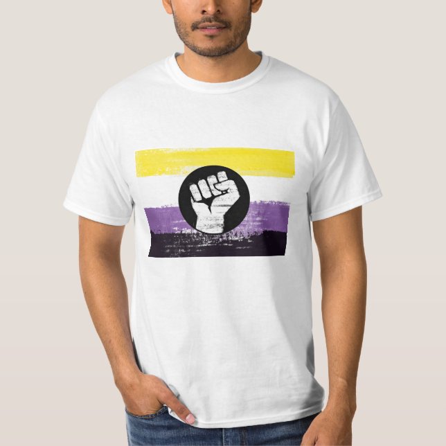 Nonbinary Painted Protest Flag T-Shirt (Front)