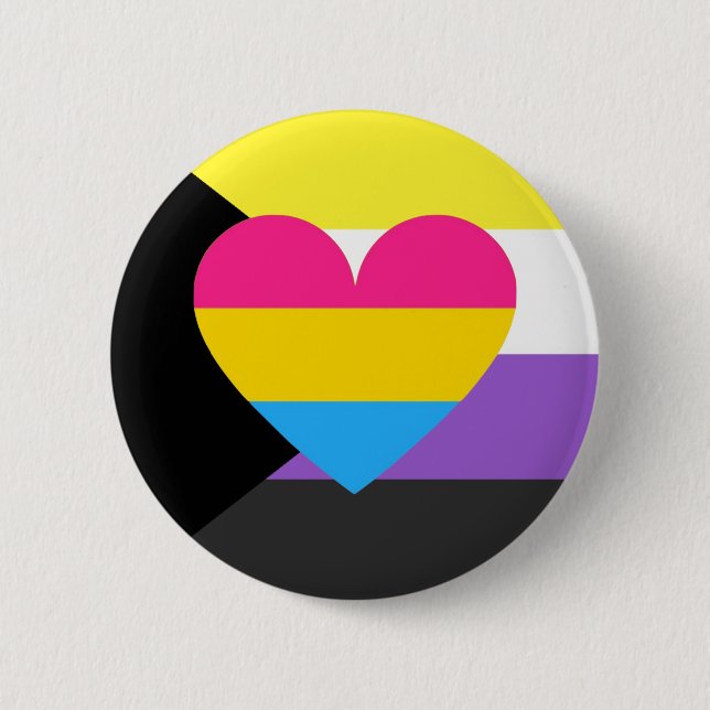 Nonbinary Panromantic Demisexual Pride Button (Front)