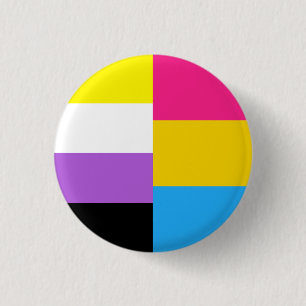 Nonbinary Pansexual Dual Pride Flag 3 Cm Round Badge