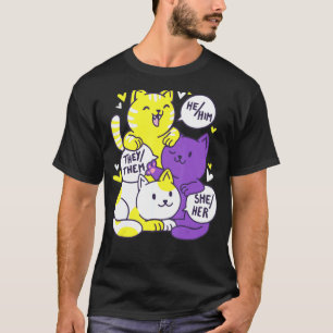 Nonbinary Pride Cat Lgbt Non Binary Flag Cute Cats T-Shirt