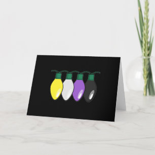 Nonbinary Pride Christmas Lights Card