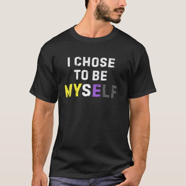 Nonbinary Pride Colours Myself LGBTQ Enby Identity T-Shirt (Front)