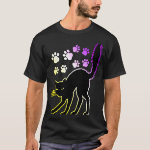 Nonbinary Pride Cute Cat Kitten LGBTQ Enby Non Bin T-Shirt
