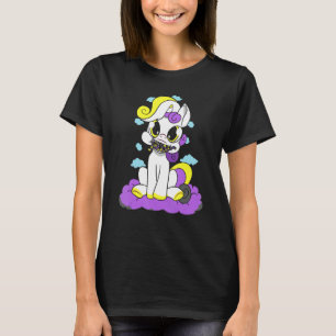 Nonbinary Pride Cute Unicorn Clouds Nonbinary Flag T-Shirt
