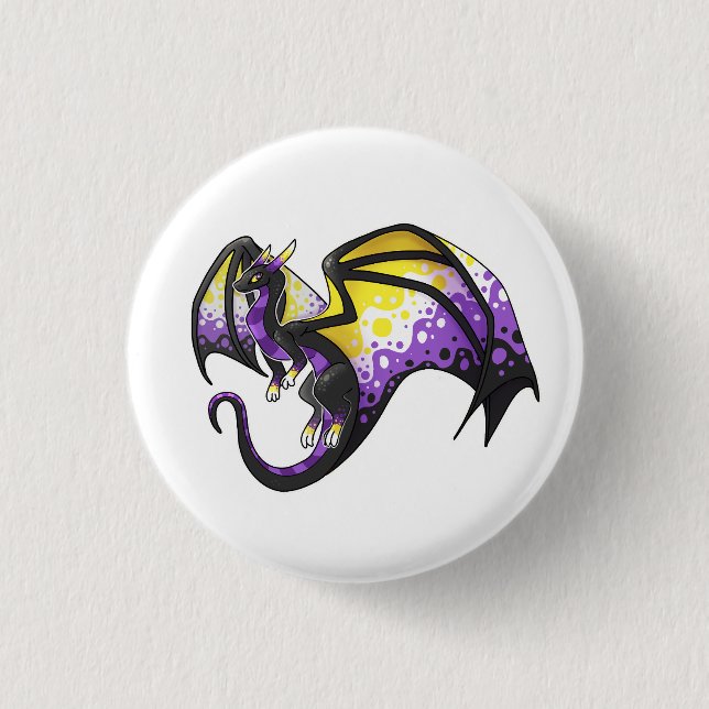 Nonbinary Pride Dragon 3 Cm Round Badge (Front)