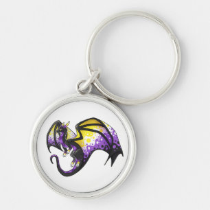 Nonbinary Pride Dragon Key Ring