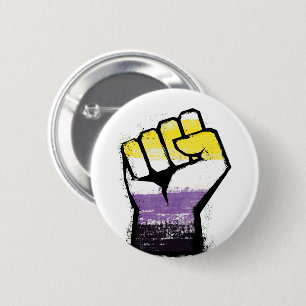 Nonbinary Pride Fist 6 Cm Round Badge