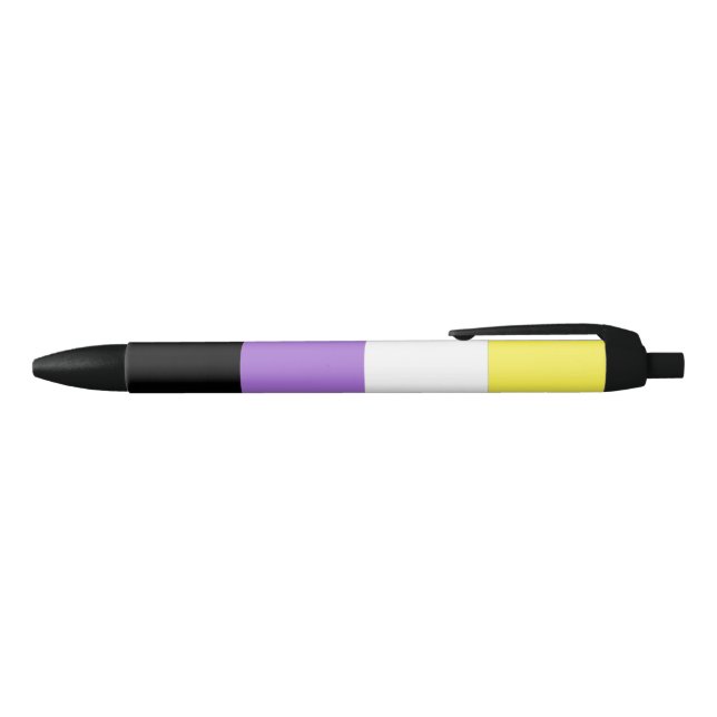 Nonbinary Pride Flag Black Ink Pen (Top)