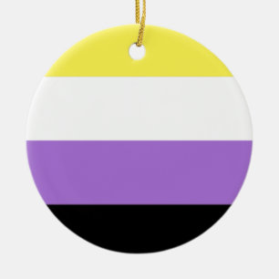 Nonbinary Pride Flag Ceramic Tree Decoration