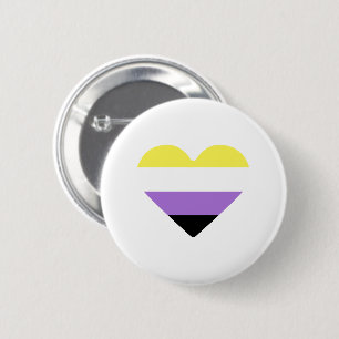 Nonbinary Pride Flag Heart 6 Cm Round Badge