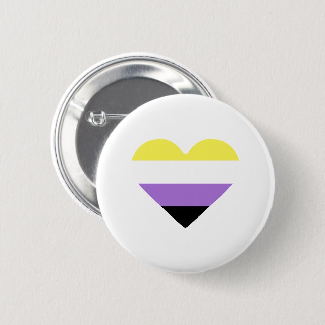 Nonbinary Pride Flag Heart 6 Cm Round Badge (Front & Back)