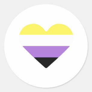 Nonbinary Pride Flag Heart Classic Round Sticker