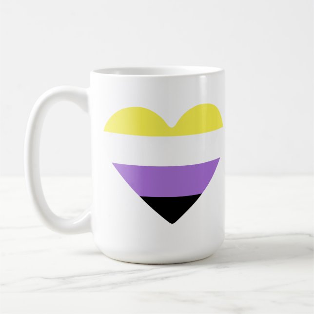Nonbinary Pride Flag Heart Coffee Mug (Left)