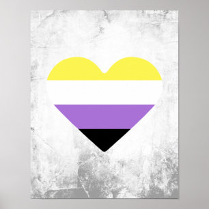 Nonbinary Pride Flag Heart Poster