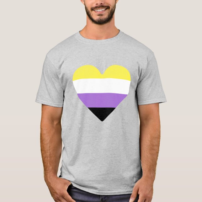 Nonbinary Pride Flag Heart T-Shirt (Front)