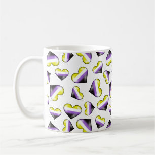 Nonbinary Pride Flag Hearts Coffee Mug
