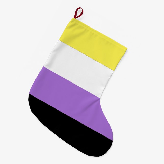 Nonbinary Pride Flag Large Christmas Stocking (Front (Hanging))