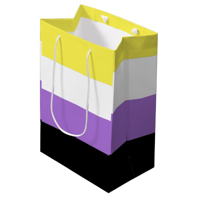 Nonbinary Pride Flag Medium Gift Bag (Front Angled)