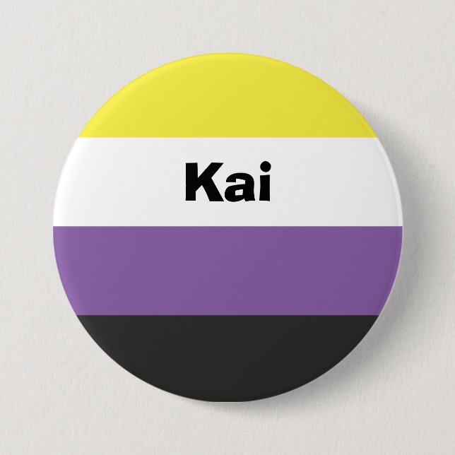 Nonbinary Pride Flag Name or Monogram 7.5 Cm Round Badge (Front)