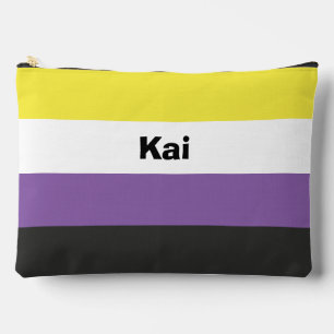 Nonbinary Pride Flag Name or Monogram Accessory Pouch