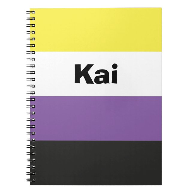 Nonbinary Pride Flag Name or Monogram Notebook (Front)