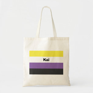 Nonbinary Pride Flag Name or Monogram Tote Bag