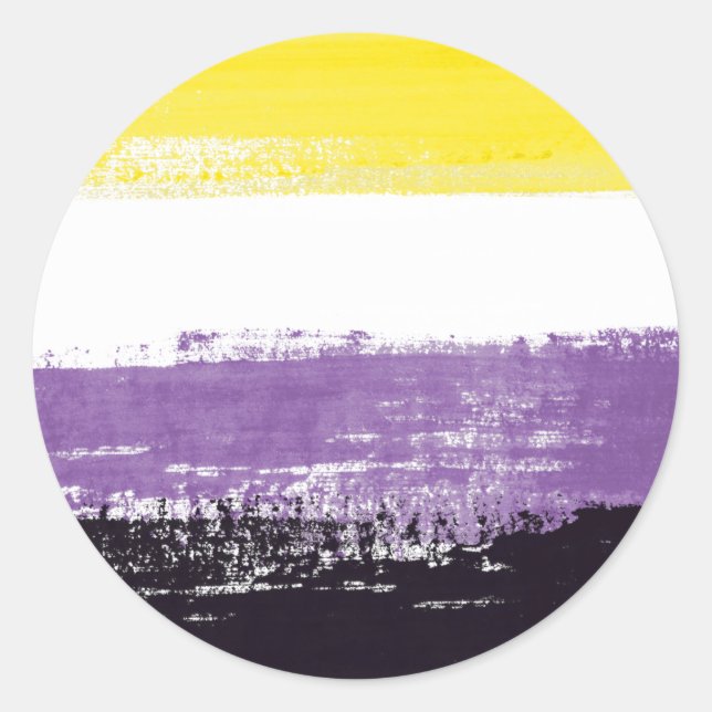 Nonbinary Pride Flag Painted Classic Round Sticker (Front)