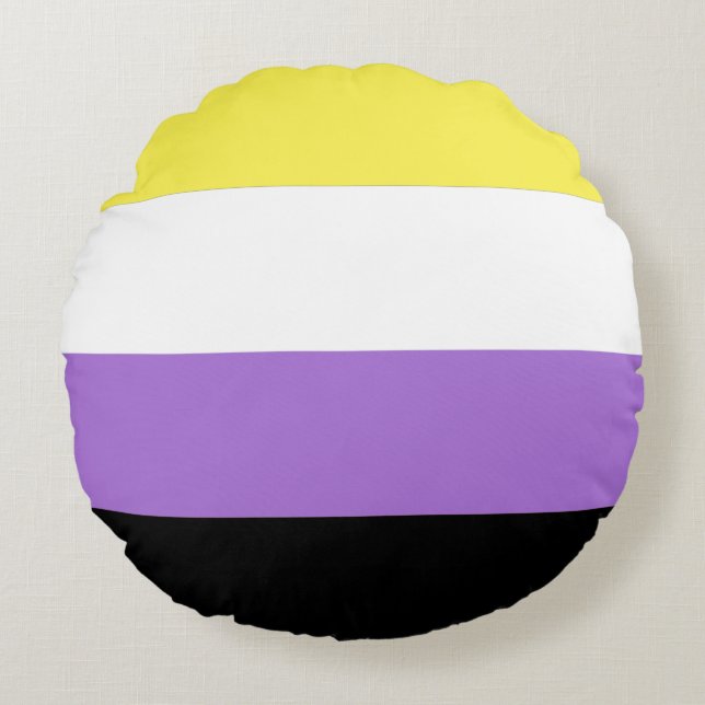 Nonbinary Pride Flag Round Cushion (Front)
