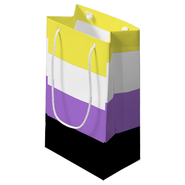 Nonbinary Pride Flag Small Gift Bag (Front Angled)