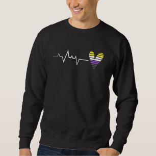 Nonbinary Pride Heartbeat Heart Non Binary Flag Pr Sweatshirt