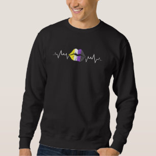 Nonbinary Pride Heartbeat Lips Non Binary Flag Pri Sweatshirt