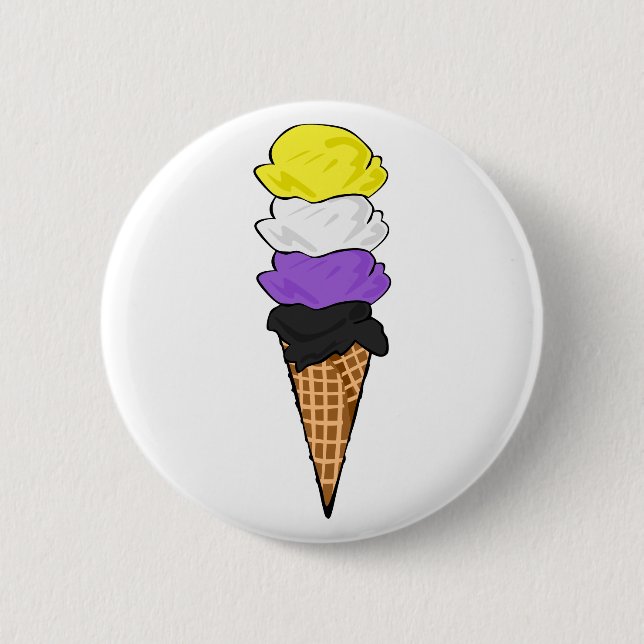 Nonbinary Pride Ice Cream 6 Cm Round Badge (Front)