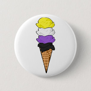 Nonbinary Pride Ice Cream 6 Cm Round Badge