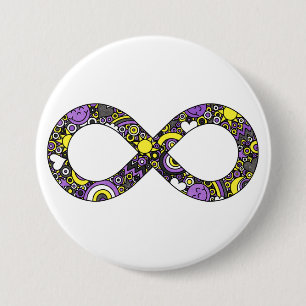 Nonbinary Pride Infinity Neurodiverse Doodle 7.5 Cm Round Badge