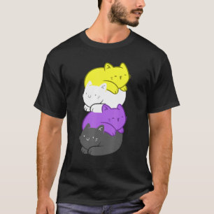Nonbinary Pride Kitty Pile Nonbinary Flag Lgbtq Ge T-Shirt