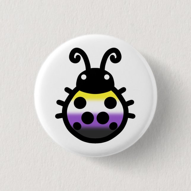 Nonbinary Pride Ladybug Pin Badge (Front)