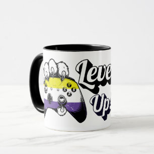 Nonbinary Pride Level Up Tiger Paw Controller Mug